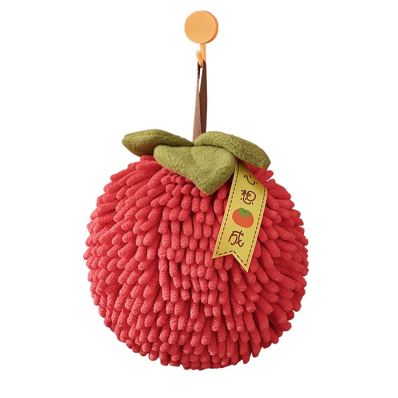 Festive Red Thick Absorbent Hanging Hand Towel – Quick-Dry Kitchen Towel with Hook, Soft Chenille Dishcloth, Chinese New Year Gift, Bathroom Hand Towel for Home Use